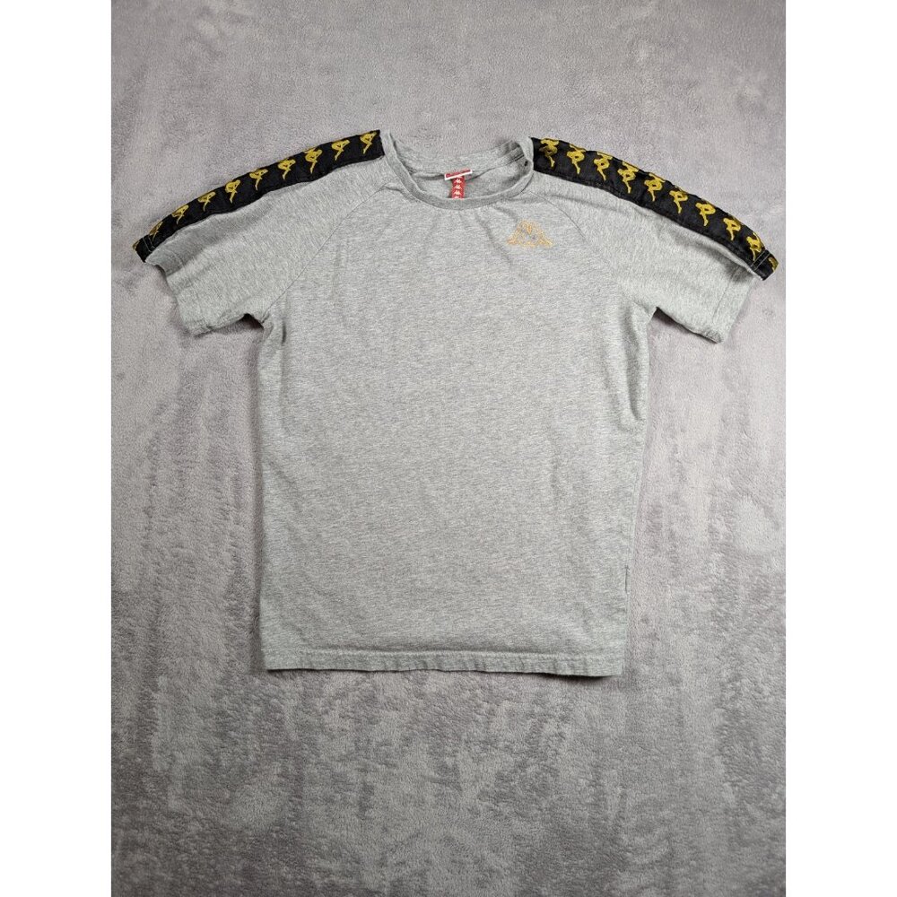 Kappa T-Shirt Women’s Small Gray Logo Tape Sleeve Athletic Y2k Streetwear